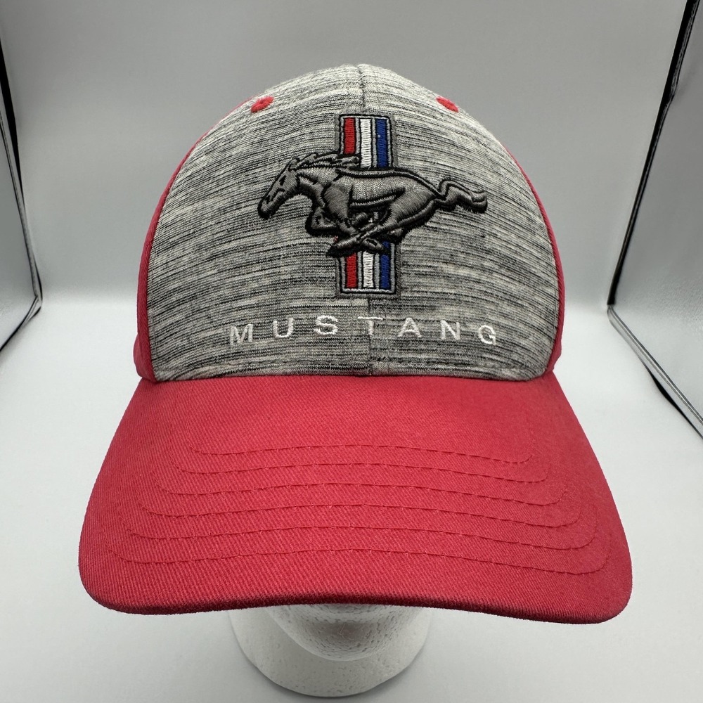 Ford Mustang Hat‎ Cap Strap Back Red Checkered Flag Sports One Size Mens